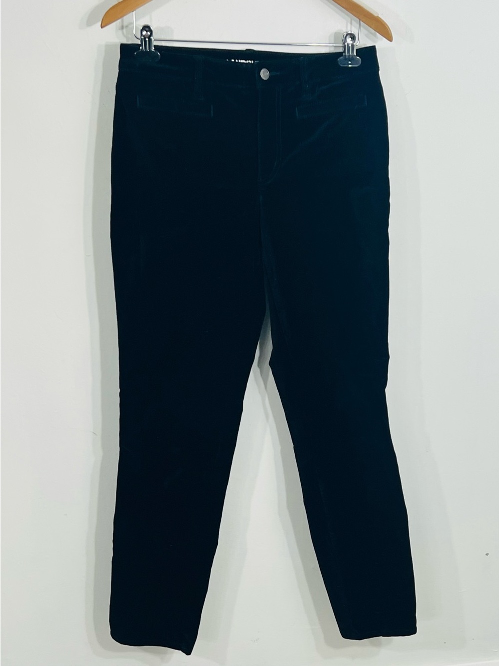 Lands' End Mid Rise Slim Black Velvet Classic Closet Essential Size 8 Minimalist